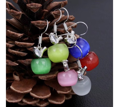 Ohrringe Silber mit Opal & Zirkonia Elegante Apfel Ohrringe Silber mit Opal & Zirkonia Elegante Apfel