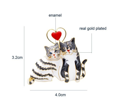 Brosche Zwei Verliebte Katzen