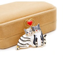Brosche Zwei Verliebte Katzen