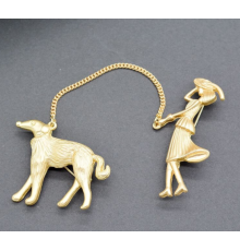 Brosche Frau mit Hund – Stilvoll & Elegant
