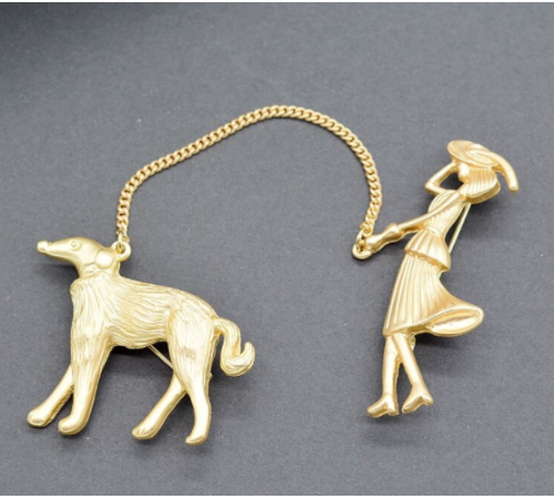 Brosche Frau mit Hund – Stilvoll & Elegant