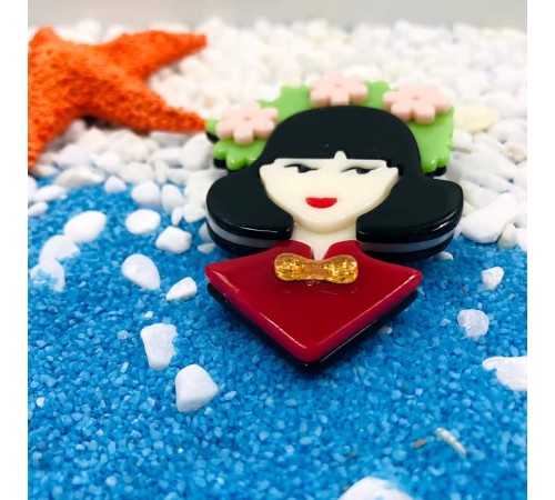 Brosche Extravagante Design Französische Style Geisha Brosche Extravagante Design Französische Style Geisha