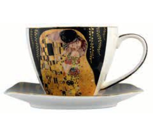Tasse Gustav Klimt Tassen-Set 'Der Kuss' – Porzellantasse mit Untertasse