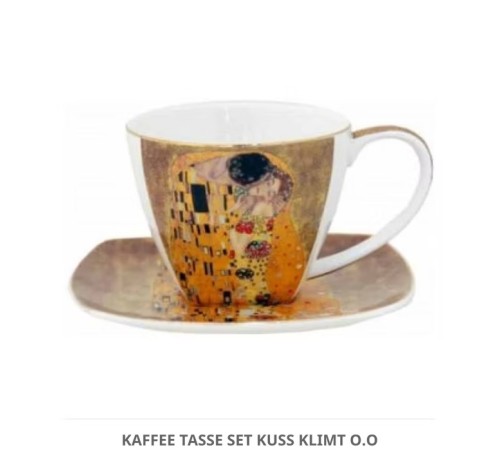 Tasse Gustav Klimt Tassen-Set 'Der Kuss' – Porzellantasse mit Untertasse
