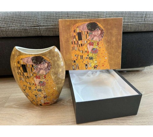 Vase Gustav Klimt  'Der Kuss' – Edle Keramikvase in Geschenkbox