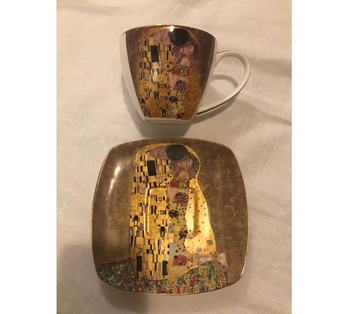 Tasse Gustav Klimt Tassen-Set 'Der Kuss' – Porzellantasse mit Untertasse