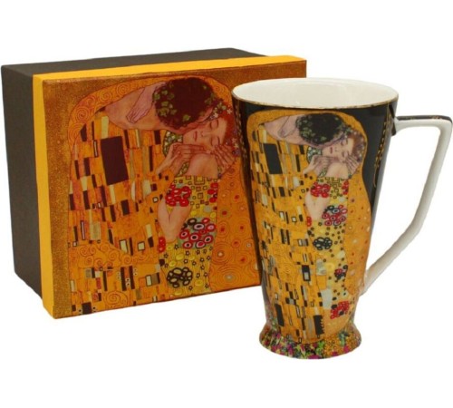 Becher Porzellanbecher 500 ml – Klimt „Der Kuss“ – Schwarz
