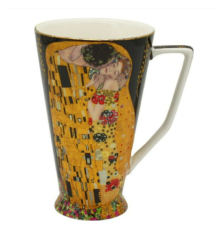 Becher Porzellanbecher 500 ml – Klimt „Der Kuss“ – Schwarz