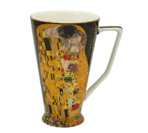 Becher Porzellanbecher 500 ml – Klimt „Der Kuss“ – Schwarz