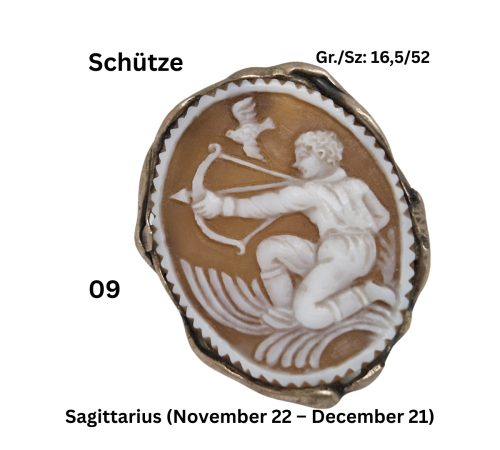Ring mit handgeschnitzter Camee Sternzeichen