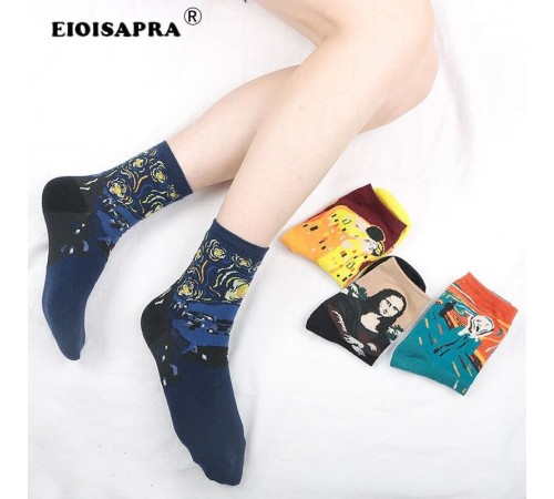 Socken Kunst-Sneaker-Socken bunt – Motive Van Gogh, Klimt, Munch & da Vinci Size 37-43 Socken Kunst-Sneaker-Socken bunt – Motive Van Gogh, Klimt, Munch & da Vinci Size 37-43